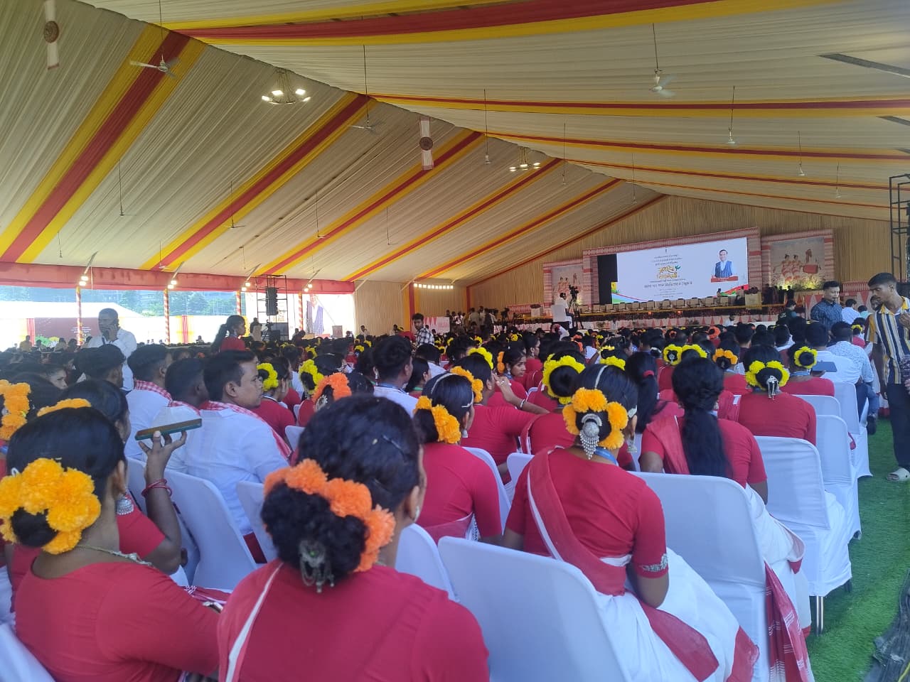 Felicitation Ceremony for ‘Jhumoir Binondini’ Participants Underway at Khanapara Sports Ground