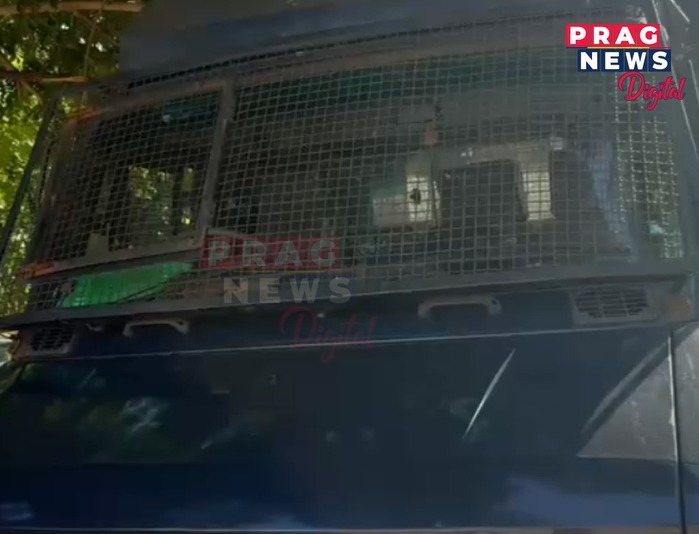 Heavy Security Deployment: Prisoner Van Ready for Shekharjyoti Goswami and Amritprabha Mahanta
