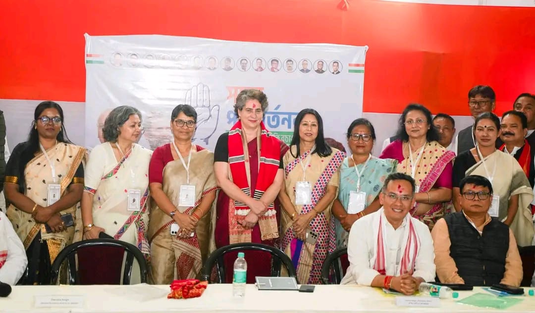 Priyanka Gandhi Holds Key Meeting with Congress Workers at Rajiv Bhawan in Guwahati