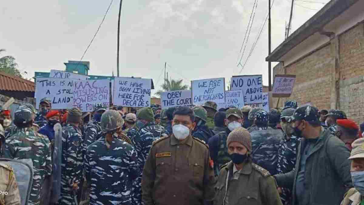Eviction drive along Assam-Nagaland border turns violent, police use tear gas