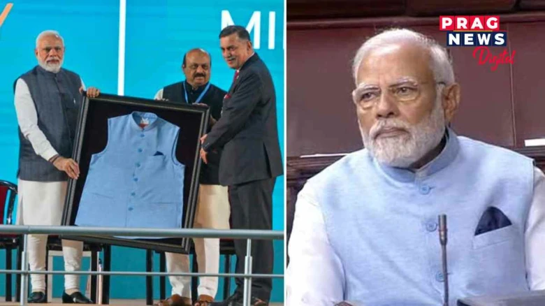 পেলনীয়া প্লাষ্টিকেৰে প্ৰস্তুত কৰা নীলা জেকেট পিন্ধি সংসদলৈ আহিল প্ৰধানমন্ত্ৰী মোদী