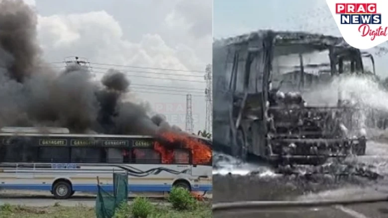 Assam: Tragic Incident! Passenger Bus fumed to ashes in Nalbari