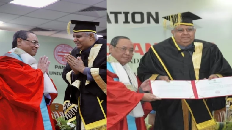 VP Jagdeep Dhankar confers 'Doctor of Laws' (Honoris Causa) to Former CJI Ranjan Gogoi at Panjab University