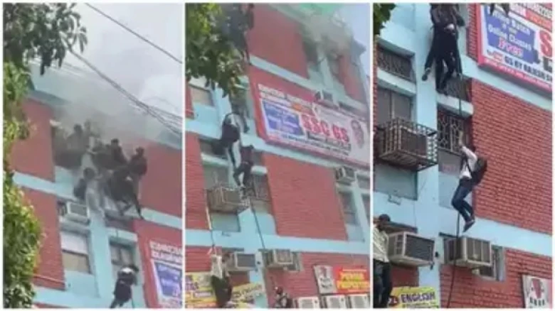 Fire breaks out at a coaching centre building in Delhi's Mukherjee Nagar
