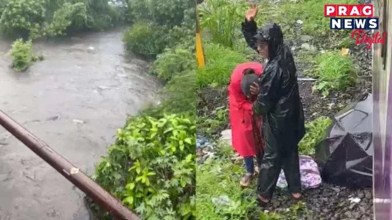 মহাৰাষ্ট্ৰত হোৱা প্ৰচণ্ড বৰষুণৰ মাজতে পিতৃৰ কোলাৰ পৰা পিছলি পৰিল কেঁচুৱা