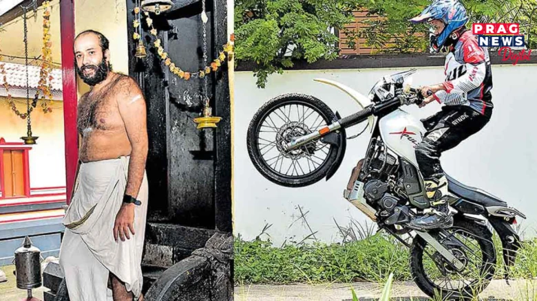 পুৱা পূজা-পাঠ, গধূলি বাইক ষ্টাণ্ট! চৰ্চাত এগৰাকী মন্দিৰৰ পুৰোহিত