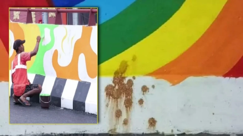 Assam: Spitting stains seen in Maligaon flyover ahead of its opening on 30th August