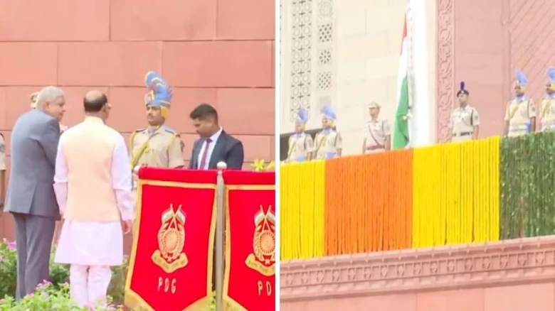 RS chairman Jagdeep Dhankhar hoists national flag at new Parliament building, Kharge skips event