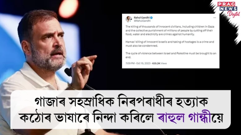 গাজাত শিশু, নিৰপৰাধী লোকৰ হত্যাত ব্যথিত ৰাহুল গান্ধী; ‘মানৱতাৰ বিৰুদ্ধে অপৰাধ’ আখ্যা কংগ্ৰেছ সাংসদগৰাকীৰ