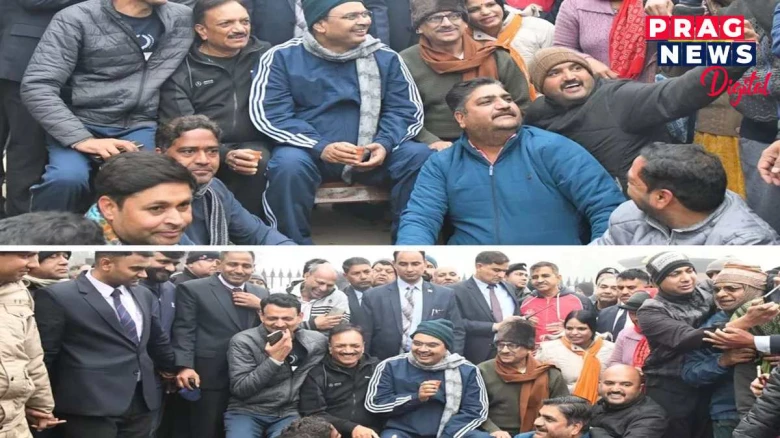ঠেঁটুৱৈ ধৰা শীতক নেওচি মুখ্যমন্ত্ৰী ভজনলালৰ প্ৰাতঃভ্ৰমণ; জনতাৰ লগত চাহৰো জুতি ল’লে মুখ্যমন্ত্ৰীজনে