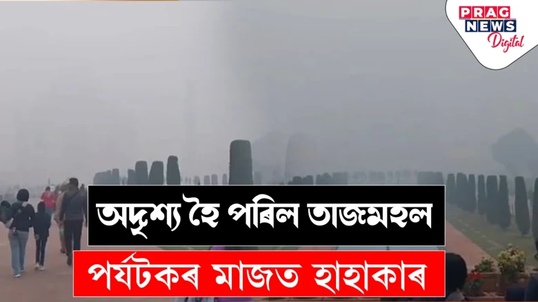 কুঁৱলীত হেৰাল তাজমহল; দৃষ্টিসুখৰ পৰা বঞ্চিত হ’ল পৰ্যটক