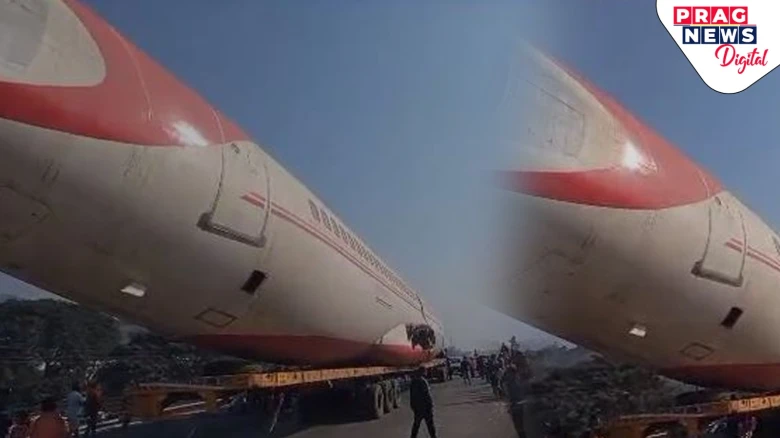 Scrapped Ex-Air India 320 aircraft gets stuck under bridge in Guwahati