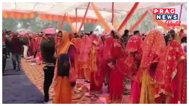 দৰা নাই, চৰকাৰী ধন  সৰকোৱাৰ উদ্দেশে ভুৱা গণ বিবাহত কইনাই দৰাৰূপী মহিলাক পিন্ধালে মালা !