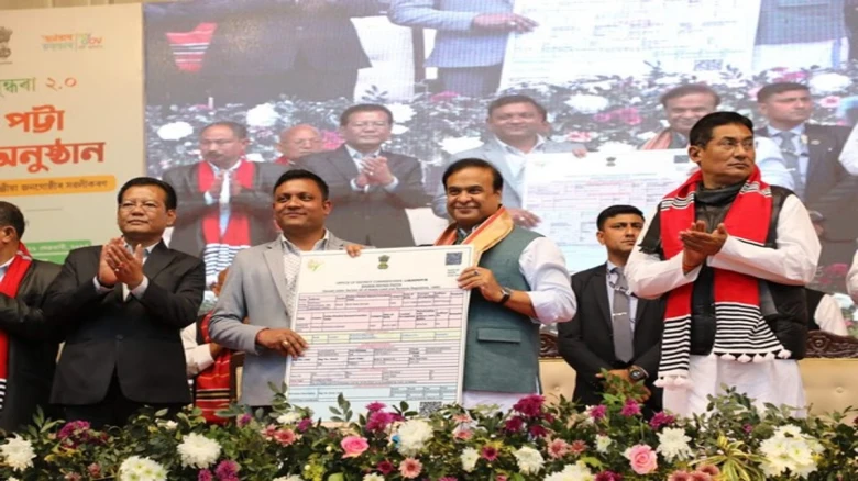 Assam CM Himanta Biswa Sarma distributes land pattas to 11,483 beneficiaries under Mission Basundhara 2.0