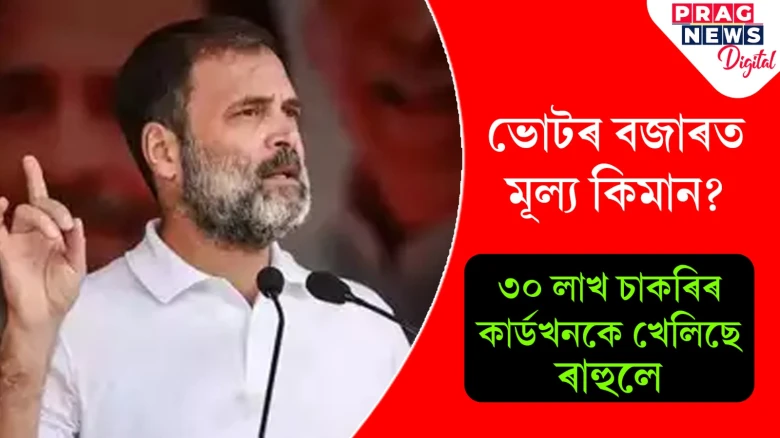 ৩০ লাখ চাকৰিৰ গেৰাণ্টি লৈ যুৱপ্ৰজন্মৰ কাষলৈ যাব কংগ্ৰেছ; ৰাজস্থানত ৰাহুল ঘোষণা