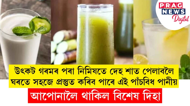 উৎকট গৰমৰ পৰা নিমিষতে দেহ শাত পেলাবলৈ ঘৰতে সহজে প্ৰস্তুত কৰিব পাৰে এই পাঁচবিধ উপকাৰী পানীয়, আপোনালৈ থাকিল বিশেষ দিহা