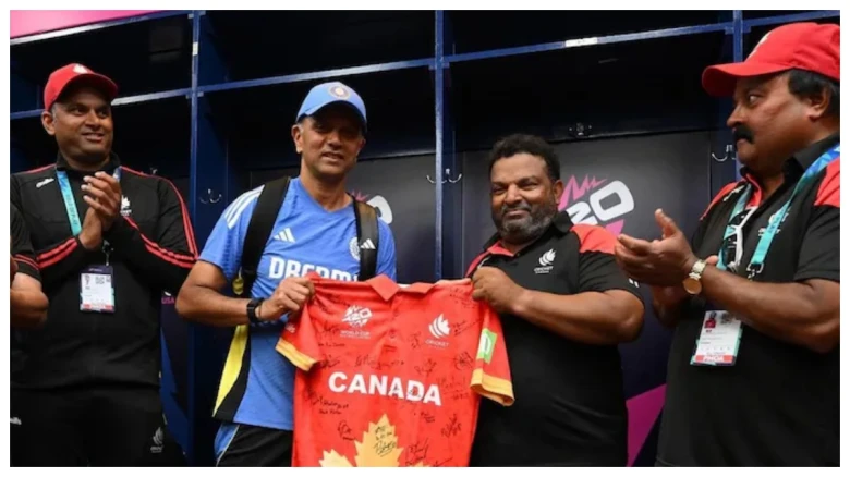 টি২০ বিশ্বকাপঃ খেল বৰষুণে বন্ধ হ’লেও কানাডাৰ ড্ৰেছিং ৰুমলৈ গৈ ক্ৰিকেটাৰসকলক উৎসাহ দিলে ৰাহুল দ্ৰাবিড়ে