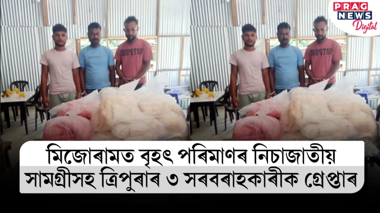 মিজোৰামত বৃহৎ পৰিমাণৰ নিচাজাতীয় সামগ্ৰীসহ ত্ৰিপুৰাৰ ৩ সৰবৰাহকাৰীক গ্ৰেপ্তাৰ
