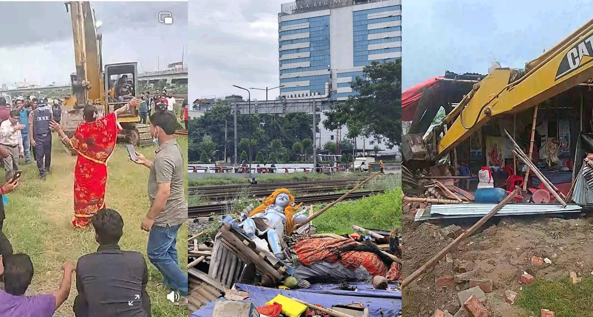 বাংলাদেশত চৰকাৰে ভাঙিলে দুর্গা মন্দিৰ