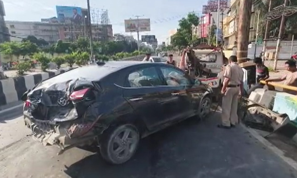 Wrong-Way Verna Crashes into Dumper on Bhangagarh Flyover