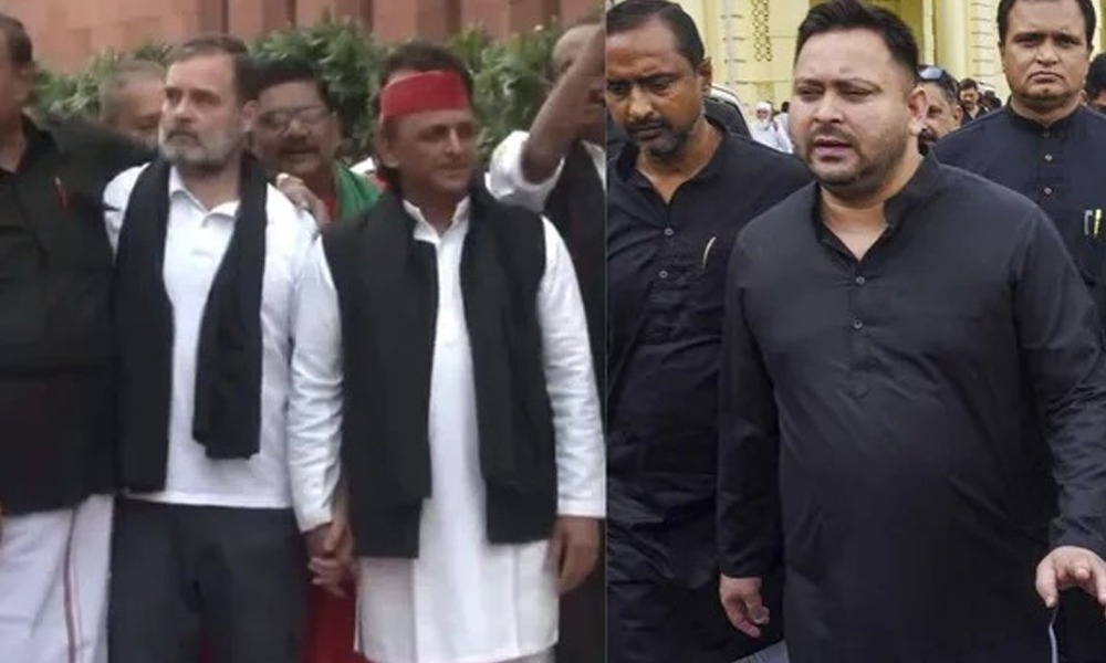 ক'লা কাপোৰ প্ৰদর্শন কৰি সংসদত প্রতিবাদ বিৰোধীৰ