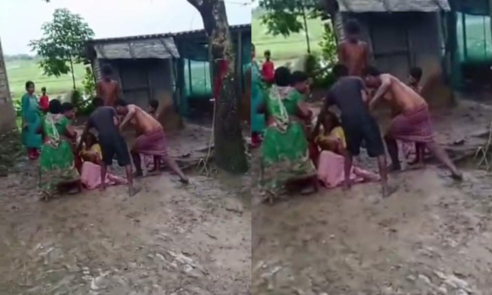 মাটিবাৰী সংক্ৰান্তীয় কন্দলৰ ভয়ংকৰ পৰিণতি!  এগৰাকী মহিলাক চুলিত ধৰি টানি চোঁচৰাই গুৰুলাগুৰুলকৈ প্ৰহাৰ আত্মীয়ৰ