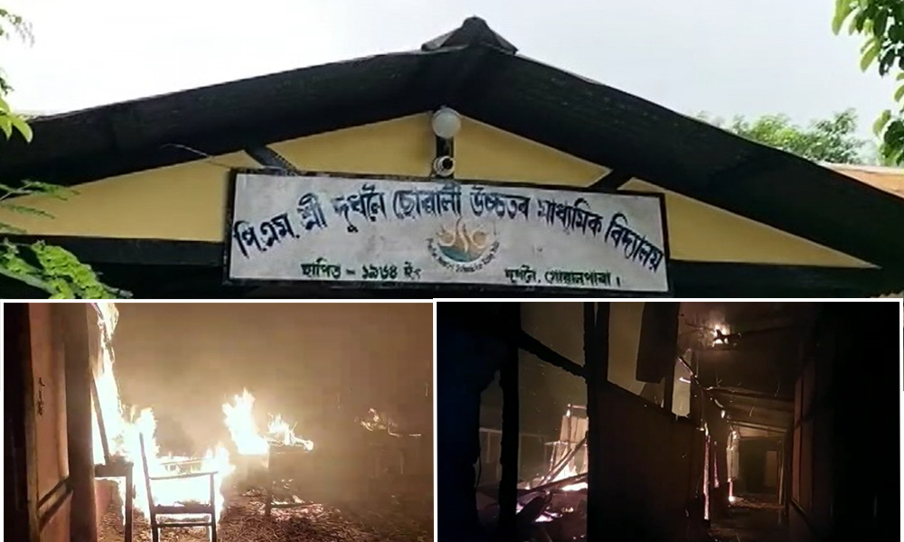 Massive Fire at PM SHRI Dudhnoi Girls’ HS School; Staff Member Found Dead