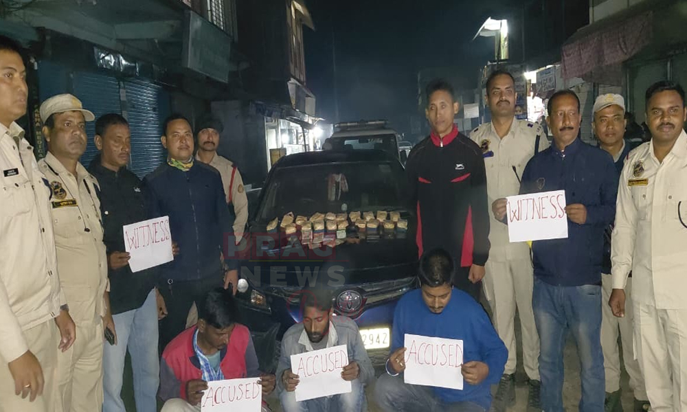 নাজিৰাত নিশা আৰক্ষীৰ অভিযান; বৃহৎ পৰিমানৰ ড্ৰাগ্‌চ সহ তিনি সৰৱৰাহকাৰী আটক