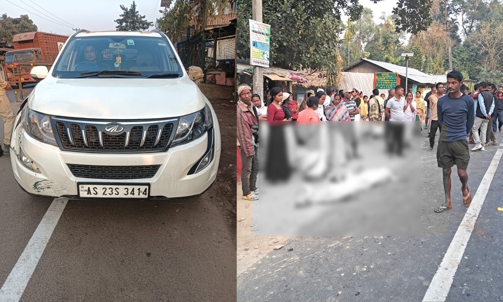 কাকপথাৰৰ ডিৰাক সোণজান গাঁৱত ভয়ংকৰ পথ দুৰ্ঘটনা; থিতাতে নিহত মহিলা