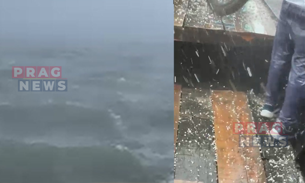 Passenger Boat Stranded Midstream in Brahmaputra Amid Severe Storm in Dhubri