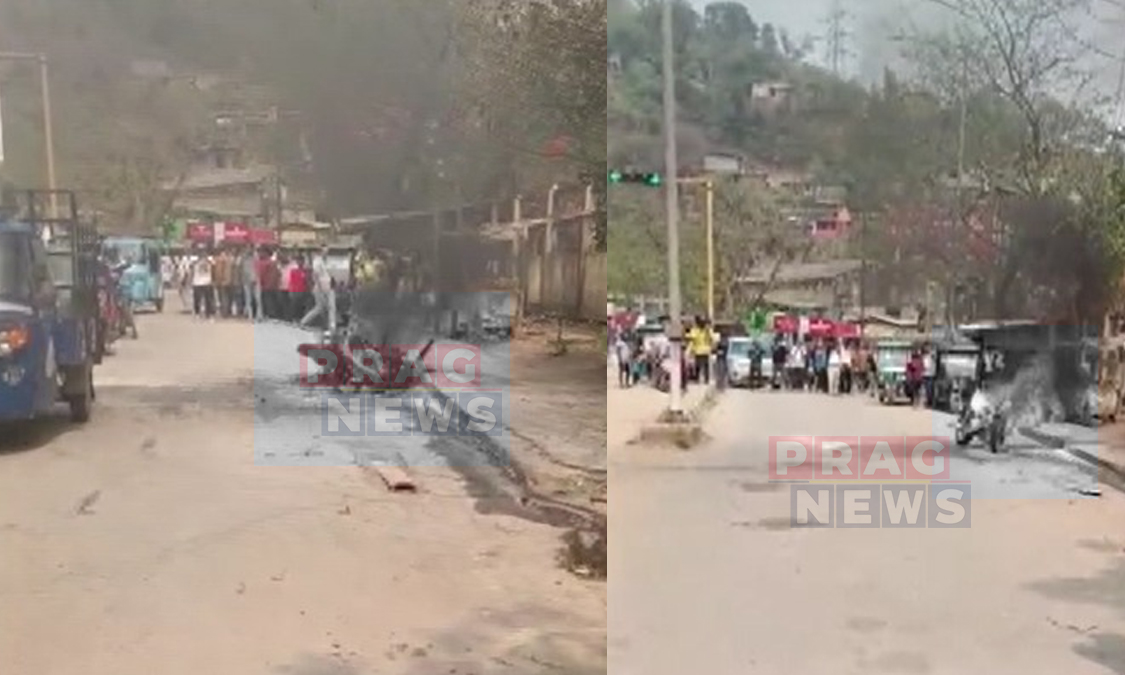 Moving Bullet Bike Catches Fire in Guwahati, Army Jawan Escapes Narrowly