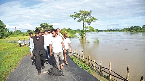 Western Dhodang Embankment Breached in Assam, Crops Submerged