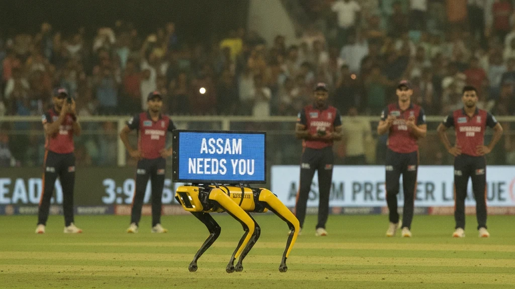 Robotic Messenger Highlights Ongoing Plight of Assam Flood Victims at APL Match