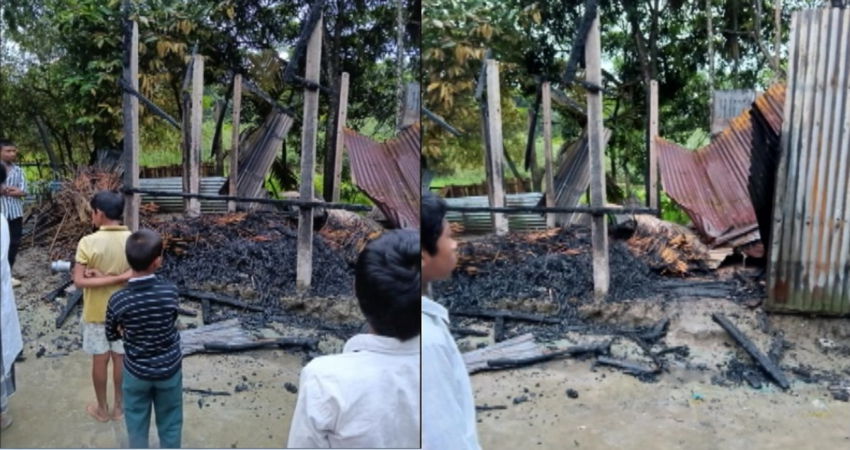 দক্ষিণ শালমাৰাৰ এখন ঘৰ বজ্ৰপাতত সম্পূৰ্ণৰূপে ভস্মীভূত