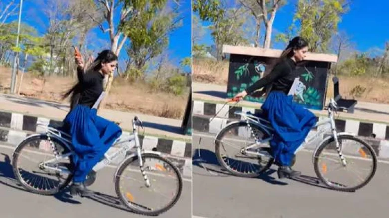 Woman Skips a Rope while Riding a Bicycle, Stunt Video Splits The Internet