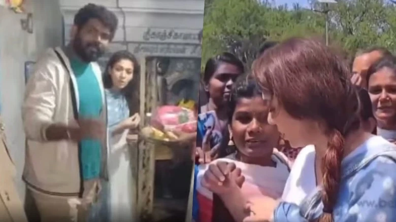 Actress Nayanthara warns to smash a person's phone during a recent temple visit