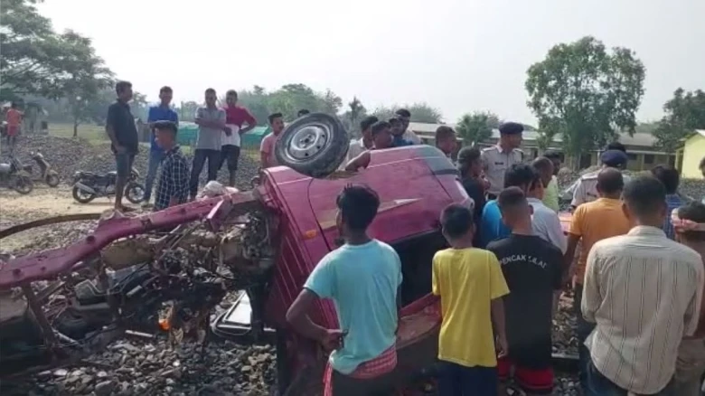 Train collides with goods carrying vehicle in Assam's Golaghat