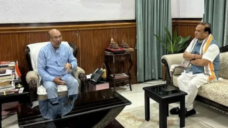 Assam CM Himanta Biswa Sarma Meets Manipur CM N Biren Singh in Manipur