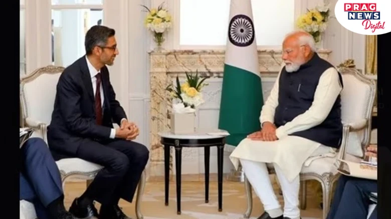 PM Modi Meets Google CEO Sundar Pichai In Paris