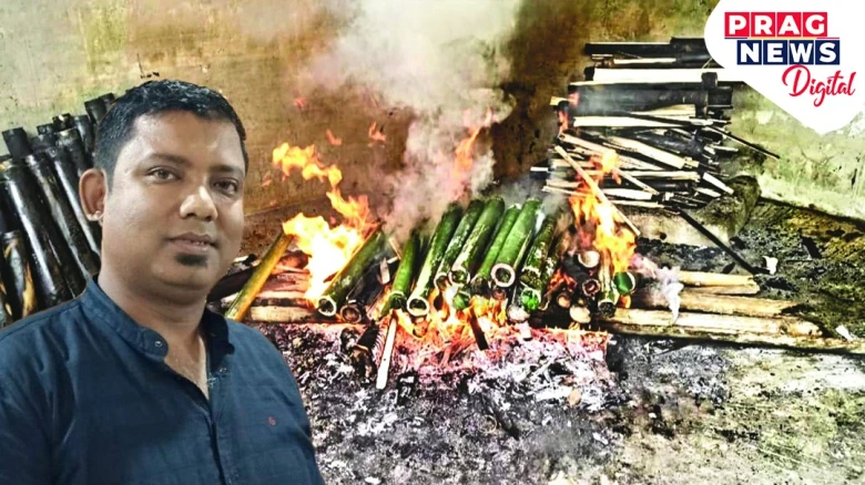 বাঁহৰ চুঙাত পুৰি নিমখ প্রস্তুত!  গোলাঘাটৰ ভৈৰৱ গগৈৰ আন্তঃৰাষ্ট্ৰীয় বজাৰত চমক সৃষ্টি