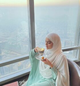 Sana Khan enjoying her 24K gold plated tea